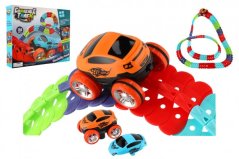 Autodráha barevná pružná 138 ks plast + auto na baterie se světlem
