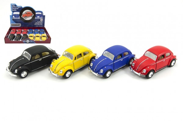 Auto Kinsmart VW Classical Beetle červené kov/plast 13cm na zpětné natažení