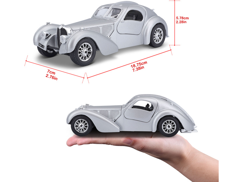 Bburago Bugatti 1:24 stříbrná