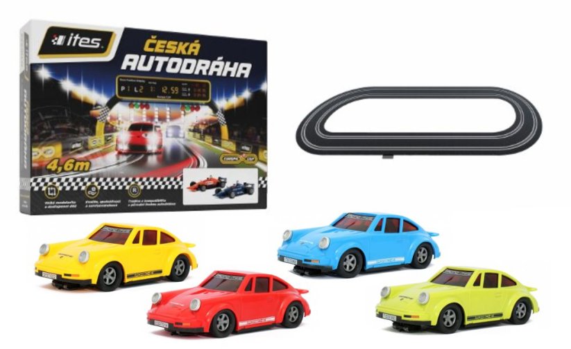 Základní set autodráha ITES - auta Porsche 911 - cestovní (různé barvy)